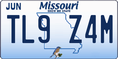 MO license plate TL9Z4M
