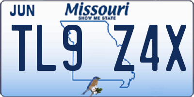 MO license plate TL9Z4X