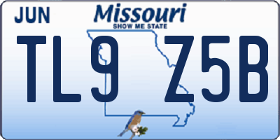 MO license plate TL9Z5B