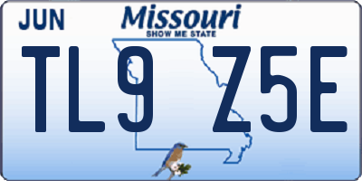 MO license plate TL9Z5E