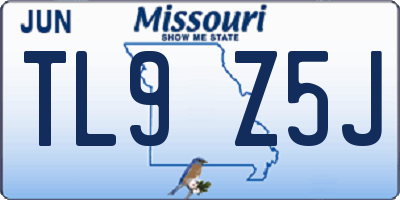 MO license plate TL9Z5J