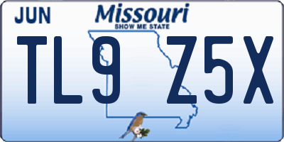 MO license plate TL9Z5X