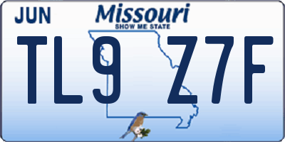 MO license plate TL9Z7F