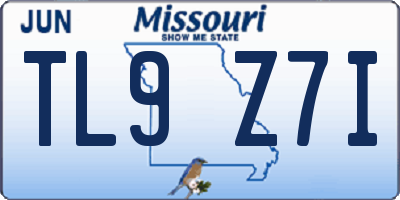 MO license plate TL9Z7I