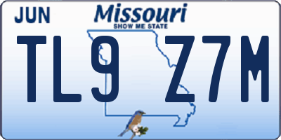 MO license plate TL9Z7M