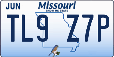 MO license plate TL9Z7P