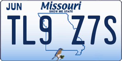 MO license plate TL9Z7S