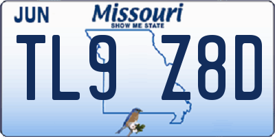 MO license plate TL9Z8D