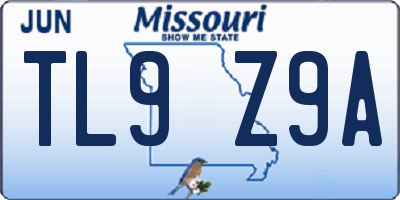 MO license plate TL9Z9A