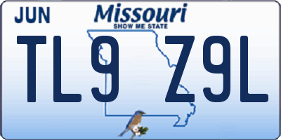 MO license plate TL9Z9L