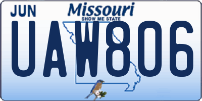 MO license plate UAW806