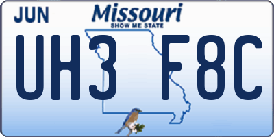 MO license plate UH3F8C