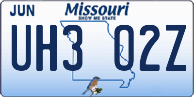 MO license plate UH3O2Z