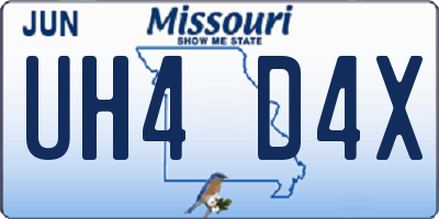 MO license plate UH4D4X