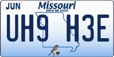 MO license plate UH9H3E