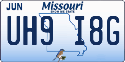 MO license plate UH9I8G