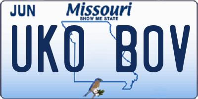 MO license plate UK0B0V