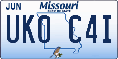MO license plate UK0C4I