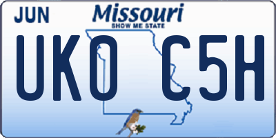 MO license plate UK0C5H
