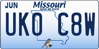 MO license plate UK0C8W