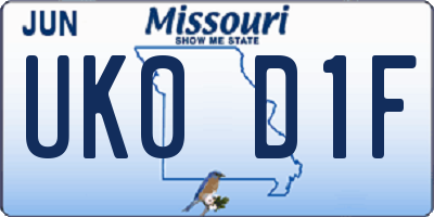 MO license plate UK0D1F