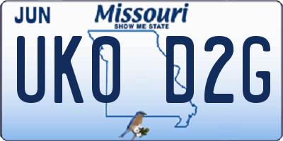 MO license plate UK0D2G
