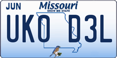 MO license plate UK0D3L