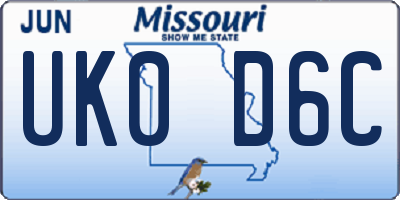 MO license plate UK0D6C