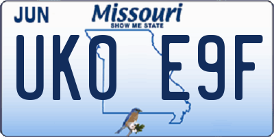 MO license plate UK0E9F