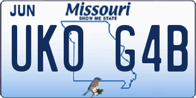 MO license plate UK0G4B