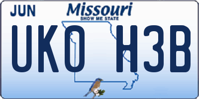 MO license plate UK0H3B