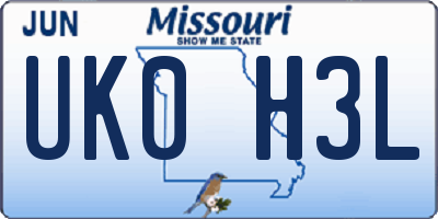MO license plate UK0H3L