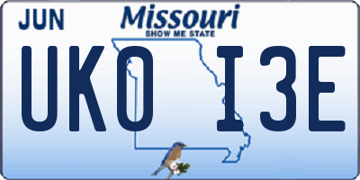 MO license plate UK0I3E