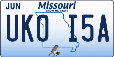 MO license plate UK0I5A