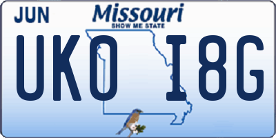 MO license plate UK0I8G