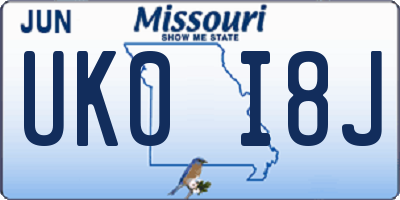 MO license plate UK0I8J