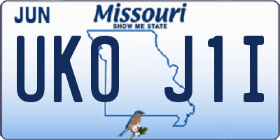 MO license plate UK0J1I