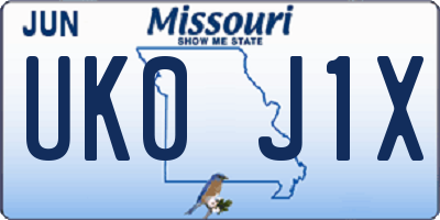 MO license plate UK0J1X