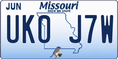 MO license plate UK0J7W