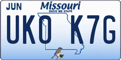 MO license plate UK0K7G