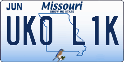 MO license plate UK0L1K