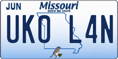MO license plate UK0L4N
