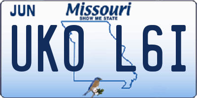 MO license plate UK0L6I
