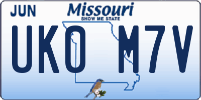 MO license plate UK0M7V