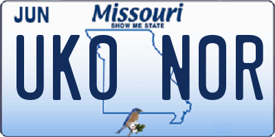 MO license plate UK0N0R