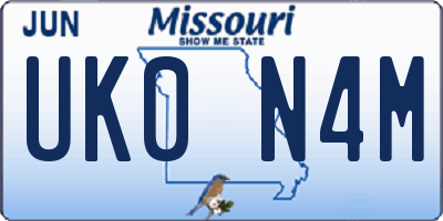 MO license plate UK0N4M