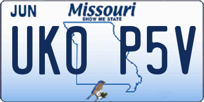 MO license plate UK0P5V