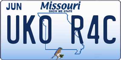 MO license plate UK0R4C
