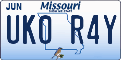 MO license plate UK0R4Y