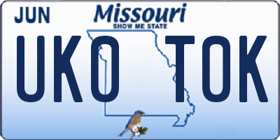 MO license plate UK0T0K